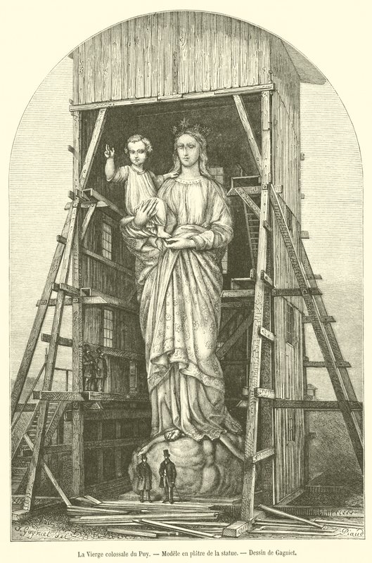 A colossal Virgem de Le Puy, modelo em gesso da estátua (gravura) de French School