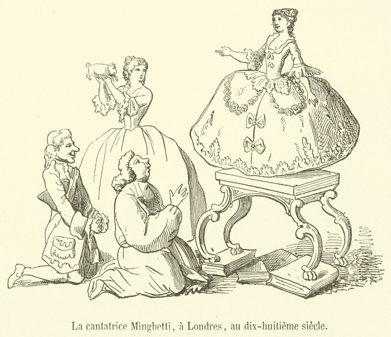 O cantor Minghetti, em Londres, no século XVIII (gravura) de French School