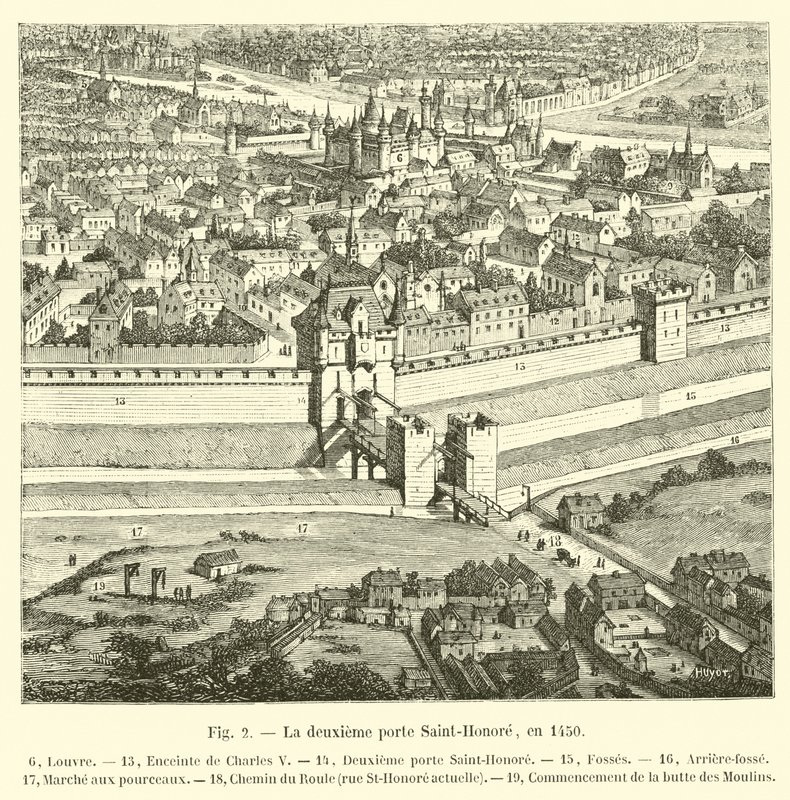 A segunda porta Saint-Honoré, em 1450 de French School