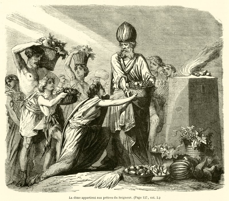 O dízimo pertence aos sacerdotes do Senhor (gravura) de French School