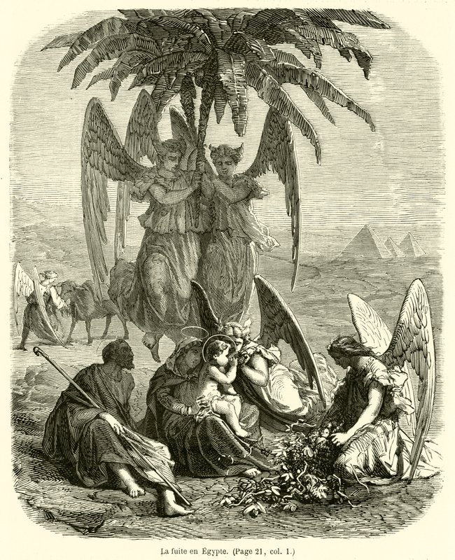 O voo para o Egipto (gravura) de French School