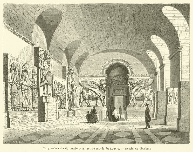 O grande salão do Museu Assírio, no Museu do Louvre de French School