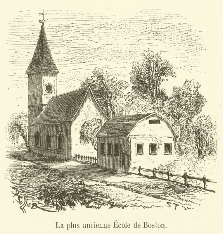 A escola mais antiga de Boston (gravura) de French School