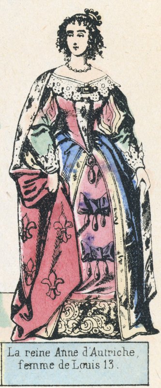 Rainha Ana da Áustria, esposa de Luís 13 (gravura a cores) de French School
