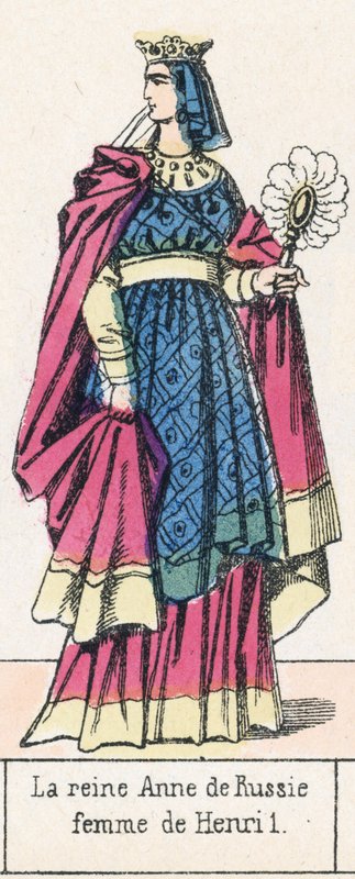 Rainha Ana da Rússia, esposa de Henrique I (gravura colorida) de French School