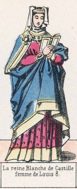 Rainha Blanche de Castela, esposa de Luís 8 (gravura a cores) de French School