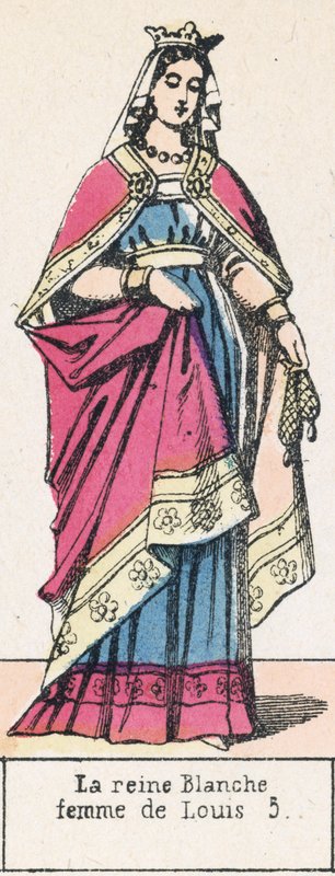 A Rainha Branca, esposa de Louis 5 (gravura colorida) de French School