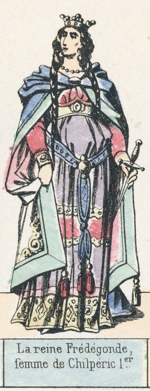 Rainha Fredegundes, esposa de Chilperic I (gravura colorida) de French School