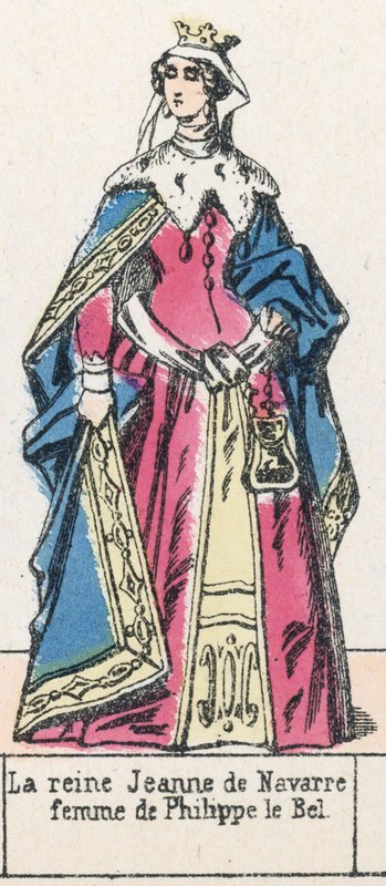 Rainha Joana de Navarra, esposa de Filipe, a Feira (gravura colorida) de French School