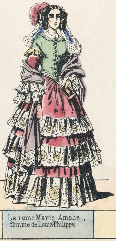 Rainha Marie-Amelie, esposa de Louis-Philippe (gravura a cores) de French School