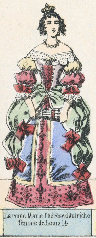 Rainha Marie Therese da Áustria, esposa de Louis 14 (gravura a cores) de French School