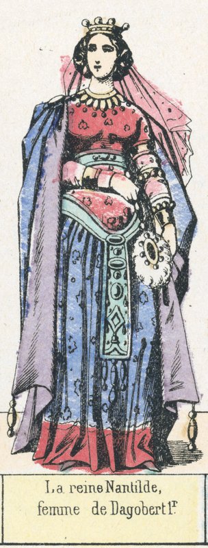 Rainha Nantilde, esposa de Dagobert 1r (gravura colorida) de French School