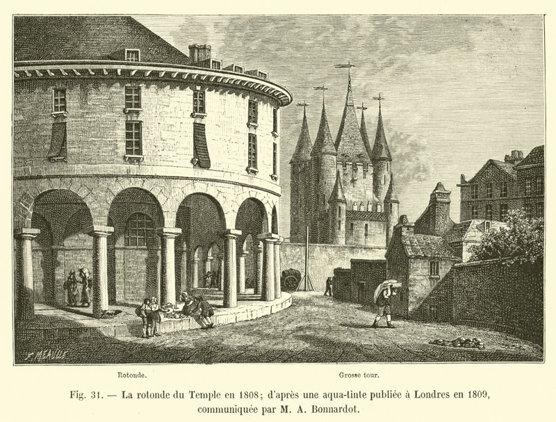 A rotunda do templo em 1808; depois de um aqua-tom publicado em Londres em 1809, comunicado por MA Bonnardot de French School