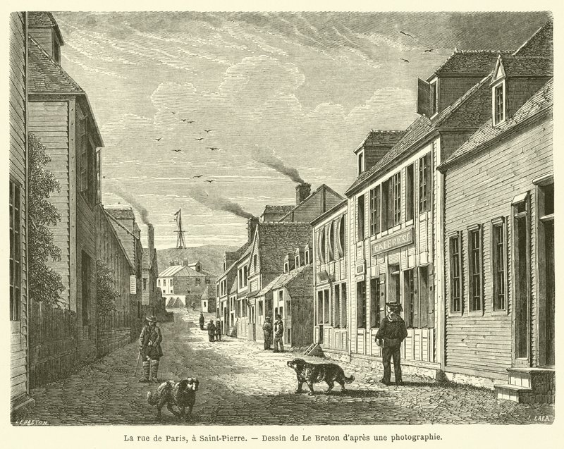 A rua de Paris, em Saint-Pierre (gravura) de French School