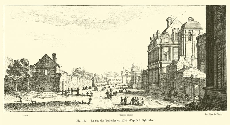 A rua das Tuileries em 1650, depois de eu Sylvester de French School