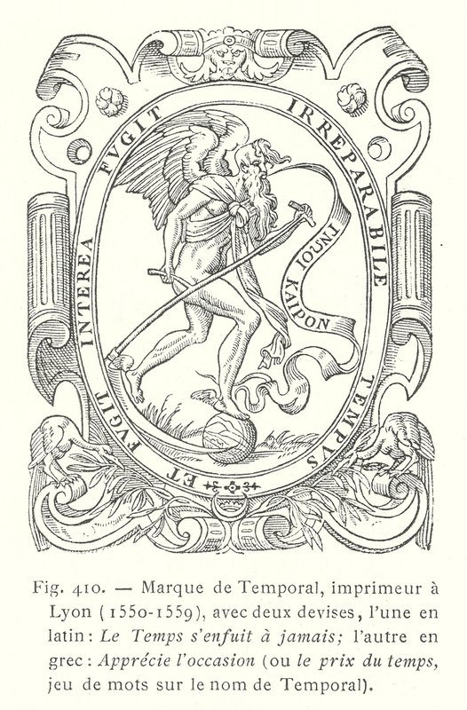 Rótulo de Jean Temporal, impressor francês de Lyon de French School