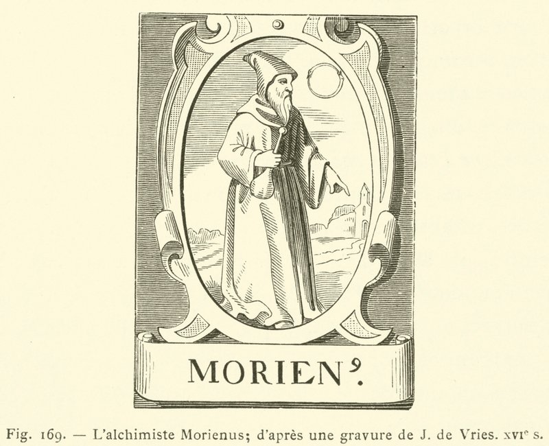 O alquimista Morienus (gravura) de French School