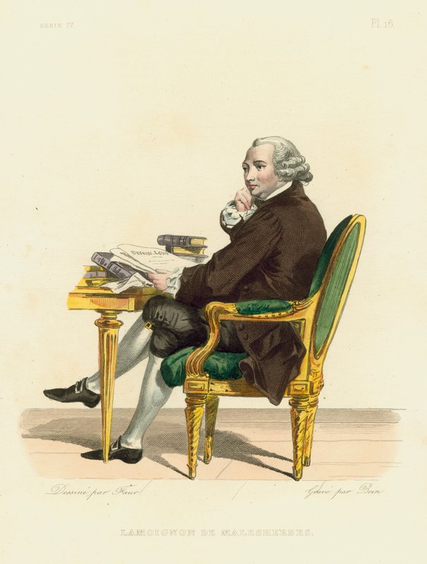 Lamoignon de Malesherbes (gravura colorida) de French School