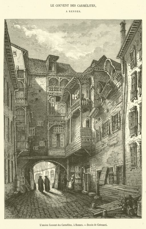 O antigo Convento das Carmelitas, em Rennes (gravura) de French School