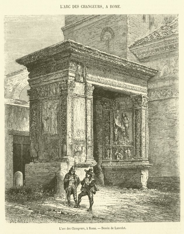 O Arco dos Mudadores, em Roma (gravura) de French School