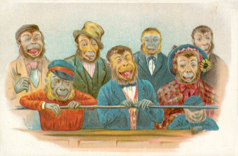 Macacos risonhos (chromolitho) de French School