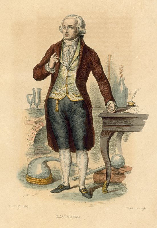 Lavoisier (gravação a cores) de French School