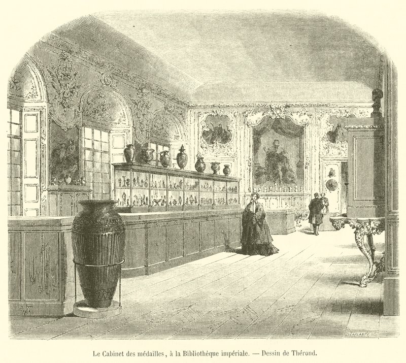 O Gabinete de Medalhas, na Biblioteca Imperial (gravura) de French School