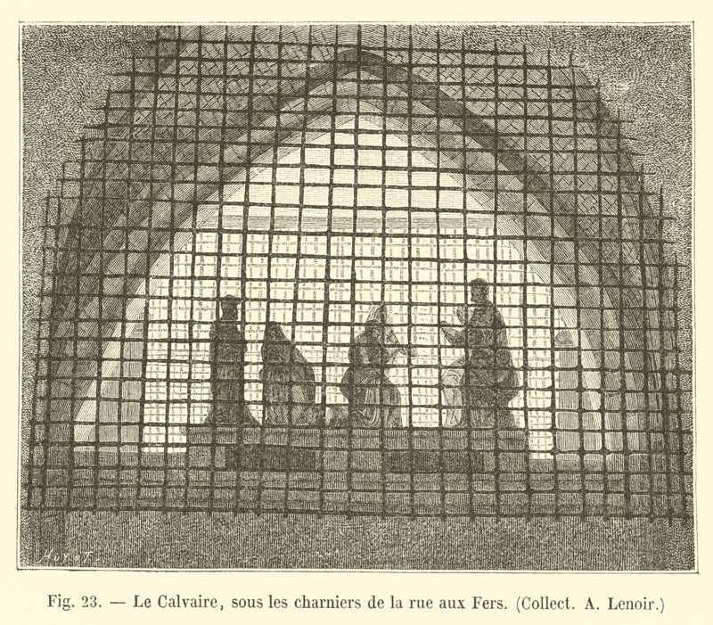 Calvário, sob as valas comuns da rue aux Irons, colecione um Lenoir de French School
