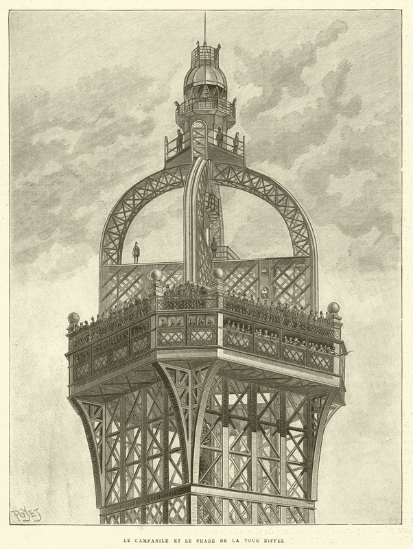 O Campanile e o farol da Torre Eiffel (gravura) de French School