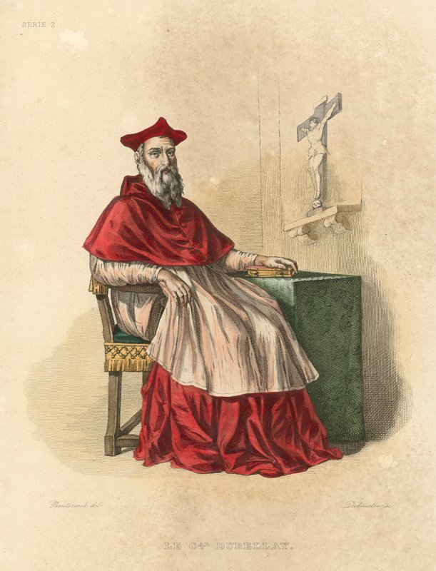 Le Cardinal Dubellay (gravura a cores) de French School