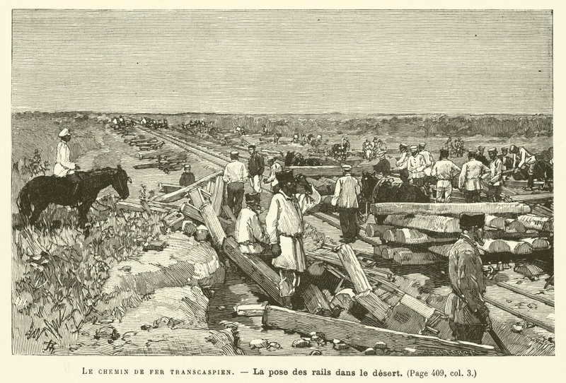 Le Chemin De Fer Transcaspien (gravura) de French School