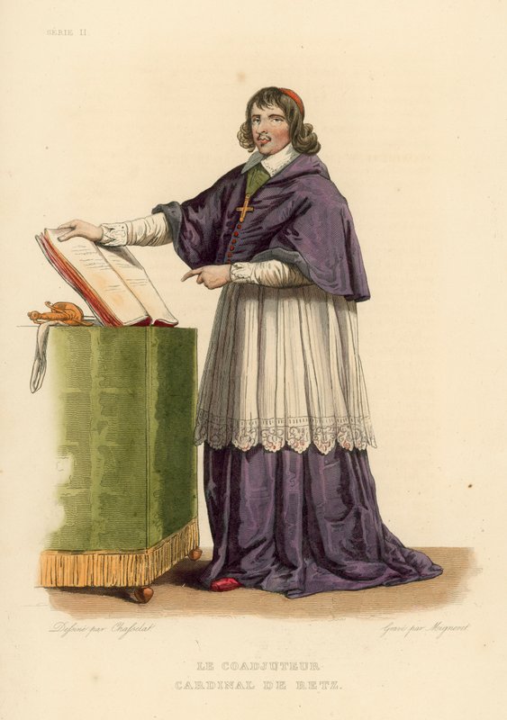 Le Coadjuteur, Cardinal de Retz (gravura a cores) de French School