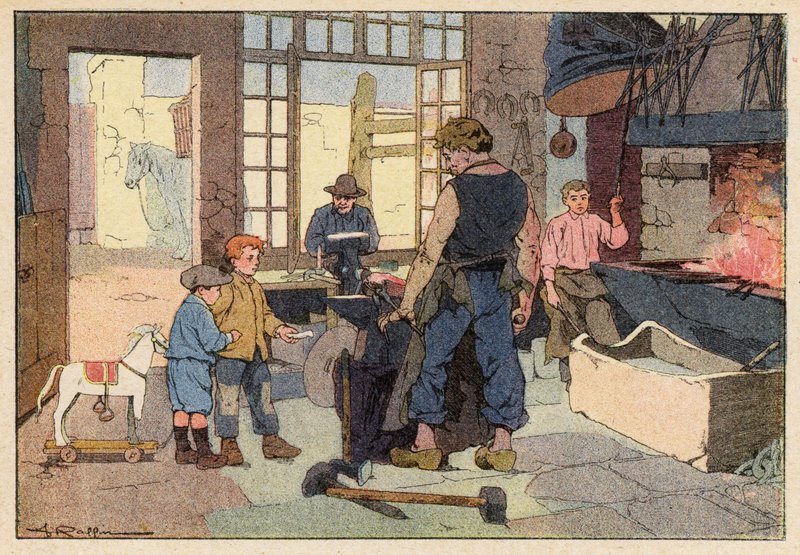 Le Forgeron, The Smith (cor litho) de French School