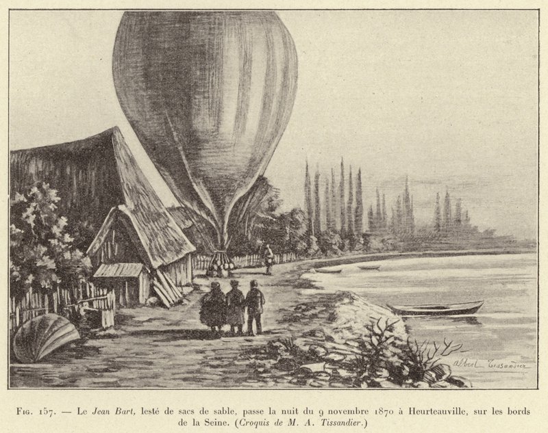 O Jean Bart, carregado de sacos de areia, passou a noite de 9 de Novembro de 1870 em Heurteauville, nas margens do Sena. de French School