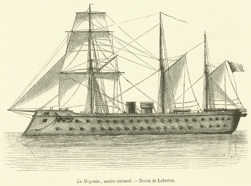 O Magenta, um navio de guerra (gravura) de French School