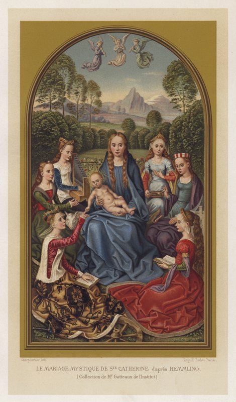 O Casamento Místico de Santa Catarina depois de Hemmling, Coleção do Sr. Gatteaux do Instituto (chromolitho) de French School