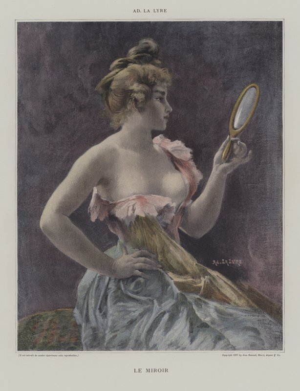 Le Miroir (O Espelho) (cor litho) de French School