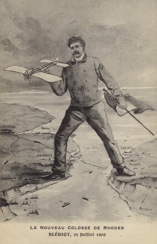 The New Colossus Of Rhodes, Bleriot, 25 de Julho de 1909 (litho) de French School
