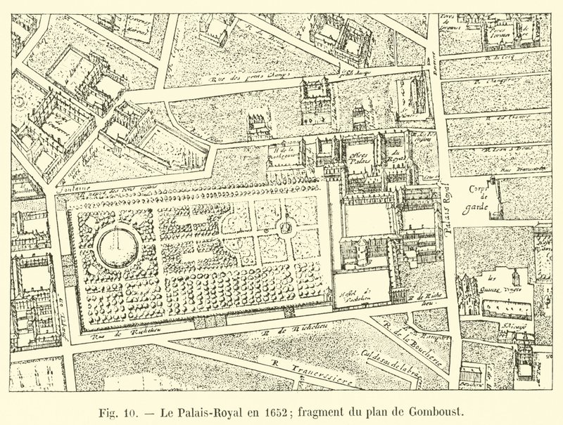 O Palais Royal em 1652; fragmento do plano de Gomboust de French School