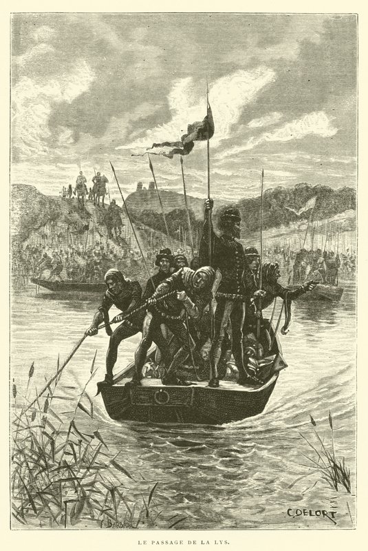 Le Passage de la Lys (gravura) de French School