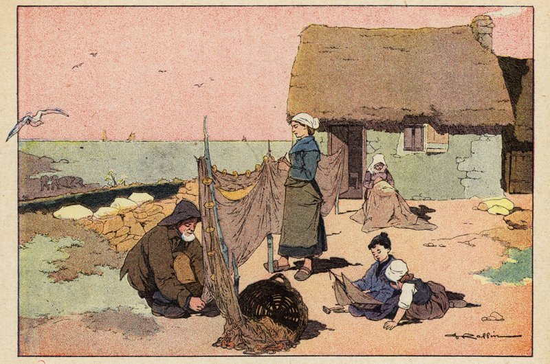 Le Pecheur, O Pescador (cor litho) de French School
