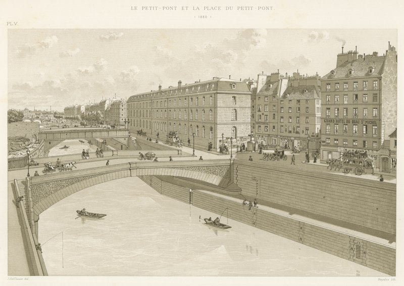 O Petit-Pont e a Place du Petit-Pont, 1880 de French School