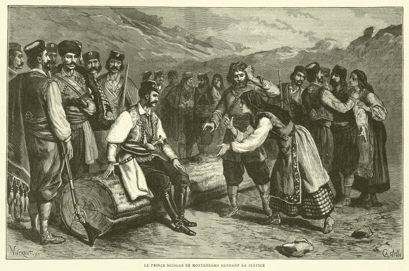 Príncipe Nicholas de Montenegro Rendering Justice (gravura) de French School