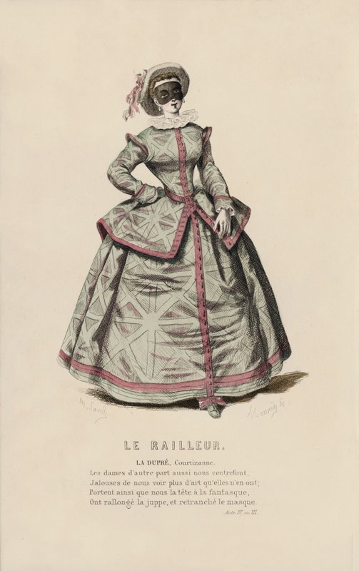 Le Railleur, La Dupre, Courtizanne (gravura colorida) de French School