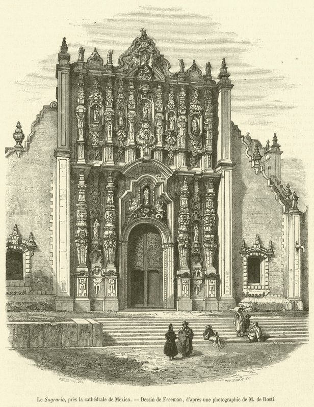 Le Sagrario, pres la cathedrale de Mexico (gravura) de French School