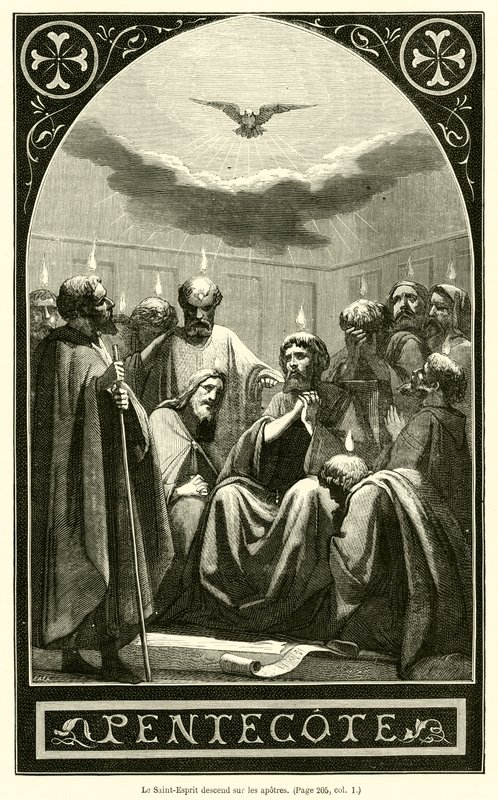 O Espírito Santo desce sobre os apóstolos (gravura) de French School