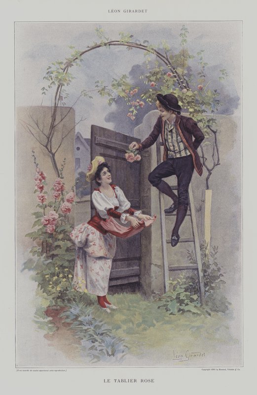 Le Tablier Rose (O Avental Cor-de-Rosa) (cor litho) de French School