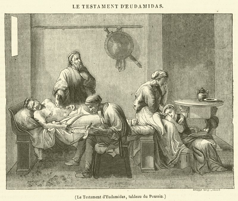O Testamento de Eudamidas (gravura) de French School