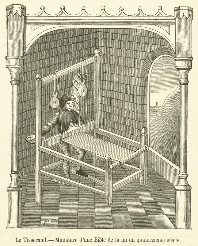 O Tecelão, Miniatura de uma Bíblia do final do século XIV (gravura) de French School