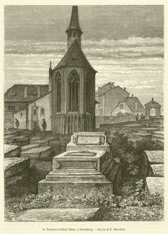 A Tumba de Albert Durer, em Nuremberga (gravura) de French School